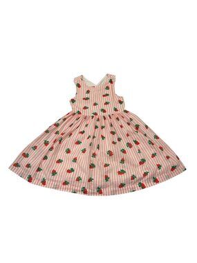 Mini Boden Strawberry Cross Back Twirl Dress, 7-8 yrs